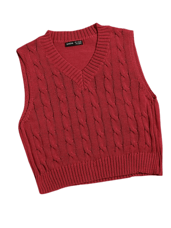 V Neck Cable Knit Sweater Vest