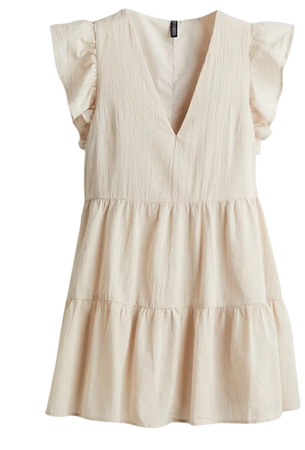 Flutter-sleeved Easy-wear Dress - Light beige - Ladies | H&M US