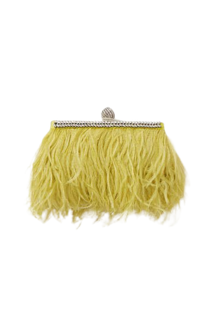 Celeste Feather And Crystal-embellished Satin Clutch - Yellow
