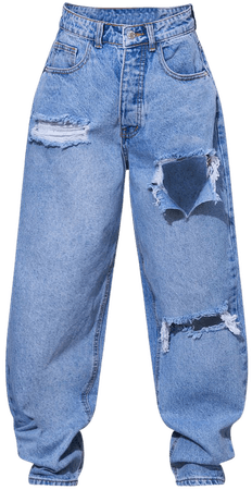 Plt Petite Light Blue Wash Boyfriend Jeans | PrettyLittleThing USA