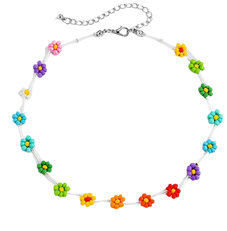 Y2K Rainbow Flower Beaded Necklace | BOOGZEL APPAREL – Boogzel Apparel
