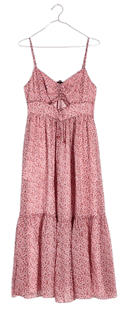 Seersucker Keyhole Tiered Midi Dress in Cottage Garden