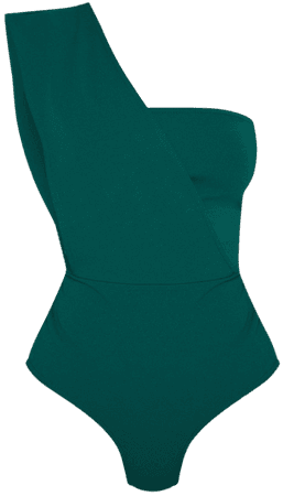 Emerald One Shoulder Bodysuit | Tops | PrettyLittleThing USA
