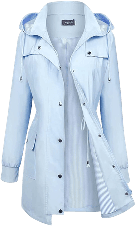 Amazon.com: Womens Raincoat Lightweight Rain Jacket Waterproof with Hood Rain Coat Outdoor Breathable Trench Coats for Girls Light Blue L : Clothing, Shoes & Jewelry