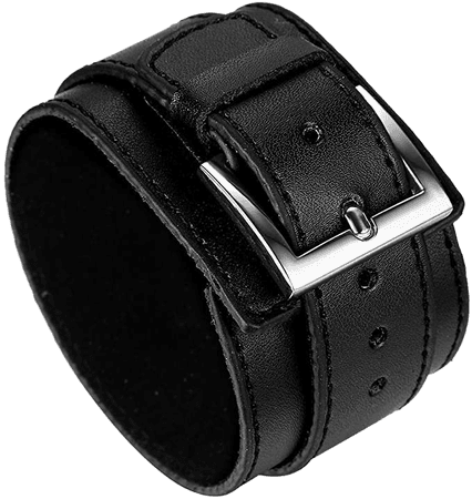 Amazon.com: Avaner Wide Leather Cuff Bracelet, Punk Leather Bangle Wrap, Gothic Rock Biker Wristband Strap Black: Clothing, Shoes & Jewelry