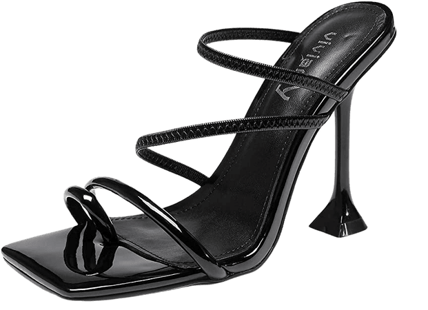 Amazon.com: vivianly Women Strappy Heels Sandals Toe Ring Stiletto Heels Square Toe Heels Slip on Slipper size 8 : Everything Else