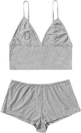SweatyRocks Women's Lace Trim Underwear Lingerie Straps Bralette and Panty Set at Amazon Women’s Clothing store