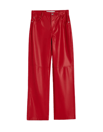 Faux leather straight pants - New - Woman | Bershka