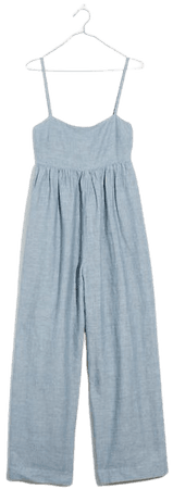 Linen-Blend Tie-Back Wide-Leg Jumpsuit