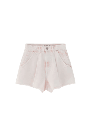 Darted pink denim shorts - pull&bear