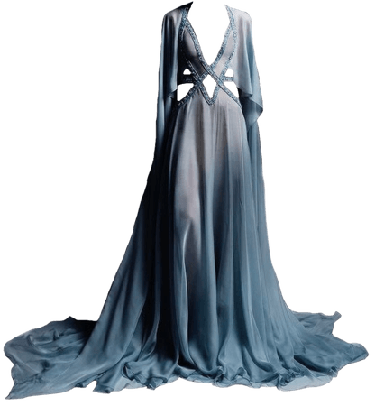 blue couture gown