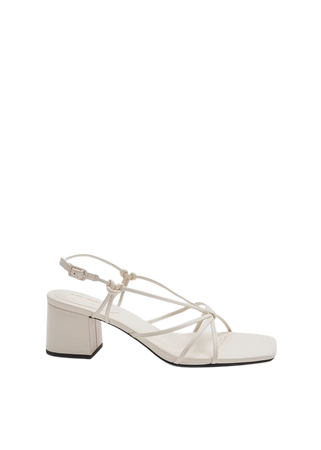 Strappy Knotted Leather Sandals - Cream - Heeled sandals - & Other Stories US