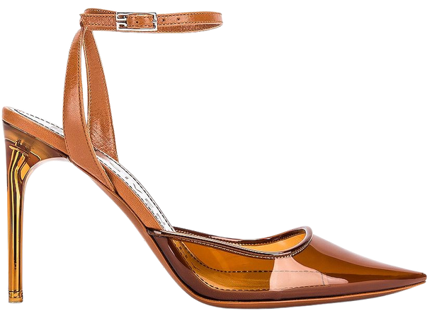 Givenchy Couture Stiletto Ankle Strap Heels in Cognac