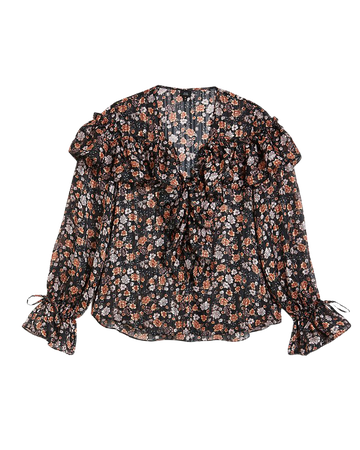 Black floral chiffon blouse | River Island