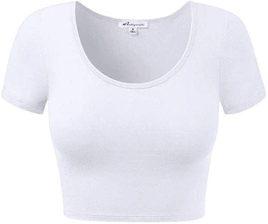 Women's Cotton Basic Scoop Neck Crop Top Short Sleeve Tops at Amazon Women’s Clothing store