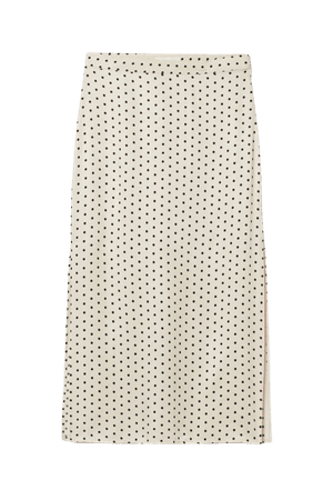 Side-slit Satin Skirt - Light beige/dotted - Ladies | H&M US