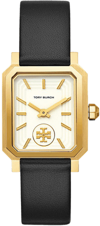 Robinson Watch, Black Leather/Gold-Tone, 27 X 29 MM