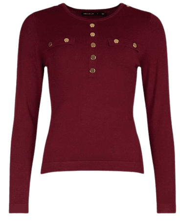 Military Button Front Knitted Top | Karen Millen