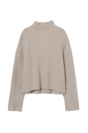 Rib-knit turtleneck jumper - Light greige - Ladies | H&M GB