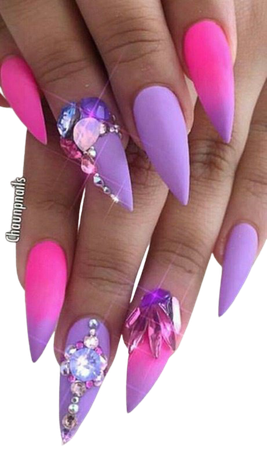 Crystal Pastel Pink/Purple Nail Art
