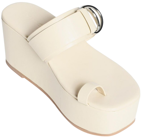 Leather wedge sandals.- Cream White | ZARA United States