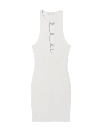 Midi dress with embellished detail on the neckline - Dresses - Woman | Bershka