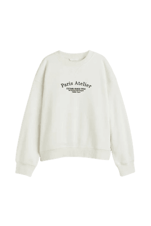 Sweatshirt - Cream/Paris Atelier - Ladies | H&M US
