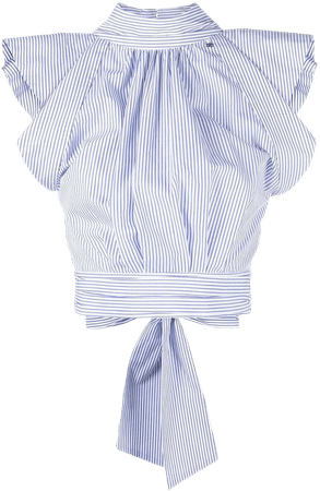 Elisabetta Franchi ruffle-trim Striped Blouse - Farfetch