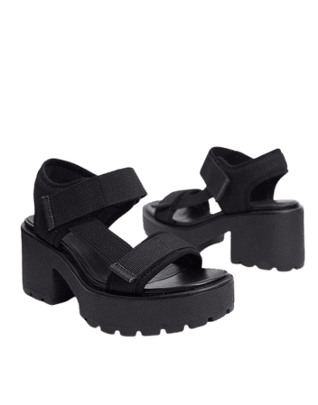 Vagabond Dioon chunky sporty heeled sandals in black | ASOS