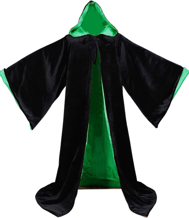 Wizard robe black green velvet