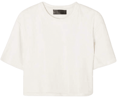 SPRWMN - Cropped Leather T-shirt - White