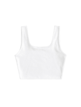 [60% OFF] 2022 Plain Ribbed Cropped Tank Top In WHITE | ZAFUL