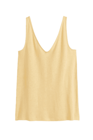 Linen-blend Tank Top - Light yellow - Ladies | H&M US