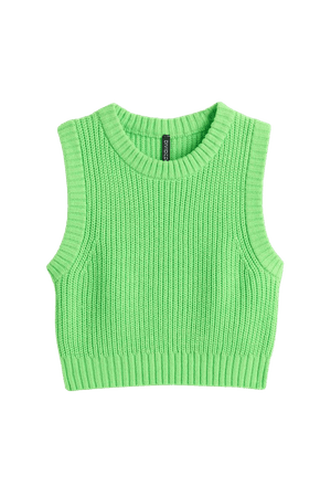Crop Sweater Vest - Neon green - Ladies | H&M US