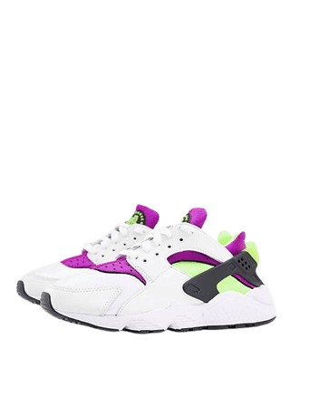 Nike Air Huarache sneakers in white, purple and green | ASOS