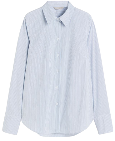 Cotton-blend Shirt - White/blue striped - Ladies | H&M US