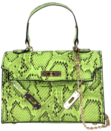 Snakeskin PU Neon Lime Satchel Bag | SHEIN USA
