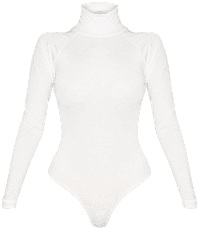 White Seamless Roll Neck Bodysuit | Tops | PrettyLittleThing USA