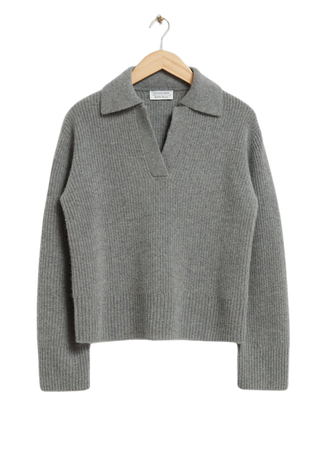 Collared Cashmere Sweater - Grey - Sweaters - & Other Stories US