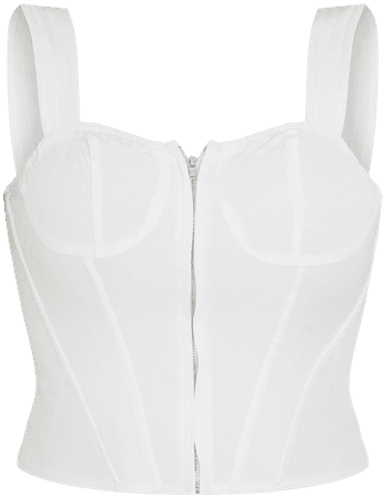 White Woven Top Stitching Thick Strap Corset Top | PrettyLittleThing USA