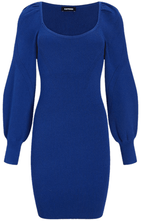 Puff Sleeve Body Contour Sweater Dress | Express