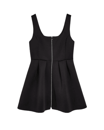 Black zip detail mini dress | River Island