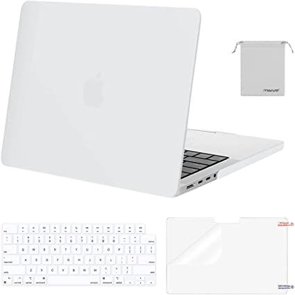MOSISO Compatible with MacBook Pro 14 inch Case 2023 2022 2021 Release M2 A2779 A2442 M1 Pro/Max Chip with Touch ID, Plastic Hard Shell Case&Keyboard Cover&Screen Protector&Storage Bag, White : Electronics