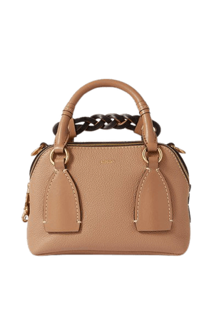 Daria Small Textured And Smooth Leather Tote - Brown