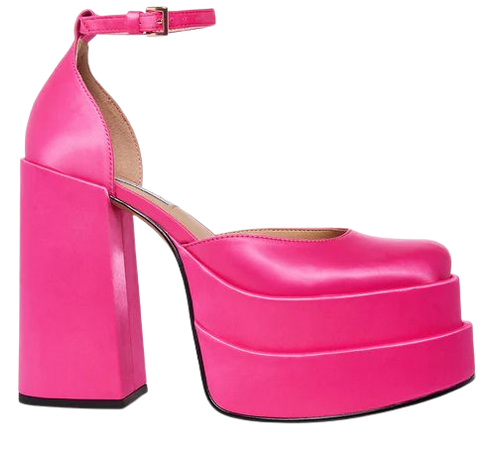 CHARLIZE Pink Satin Stacked Platform Block Heel | Women's Heels – Steve Madden
