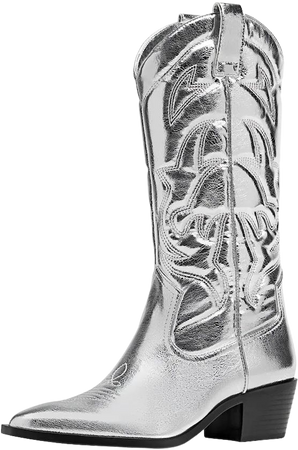 Metallic cowboy boots - Women's fashion | Stradivarius United States