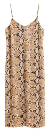 Crêped Slip Dress - Beige/snakeskin-patterned - Ladies | H&M US