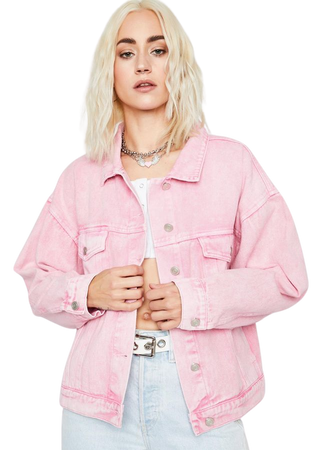 Denim Pastel Button Up Jacket Pink | Dolls Kill
