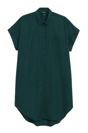 Green oversized midi shirt dress - Dark green - Monki WW