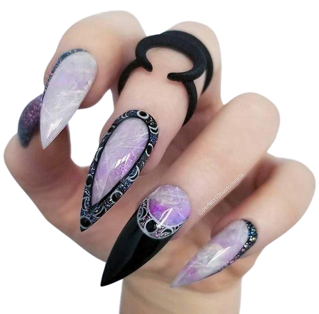 purple decorative nails long sharp dark goth space - Google Search